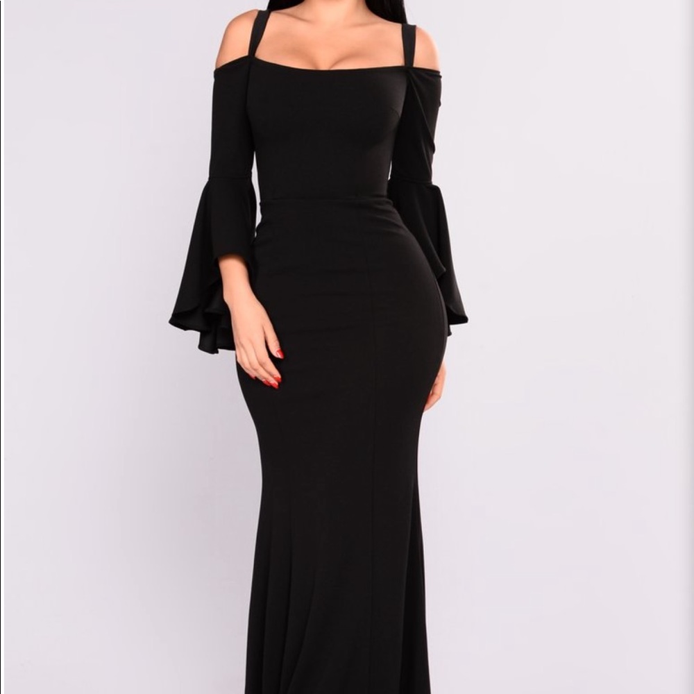 Off shoulder maxi dress, floor length